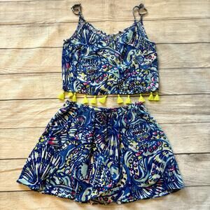 Lilly Pulitzer Ramona Crop Two Piece Set Ceviche Women Size 0 Tank Skort